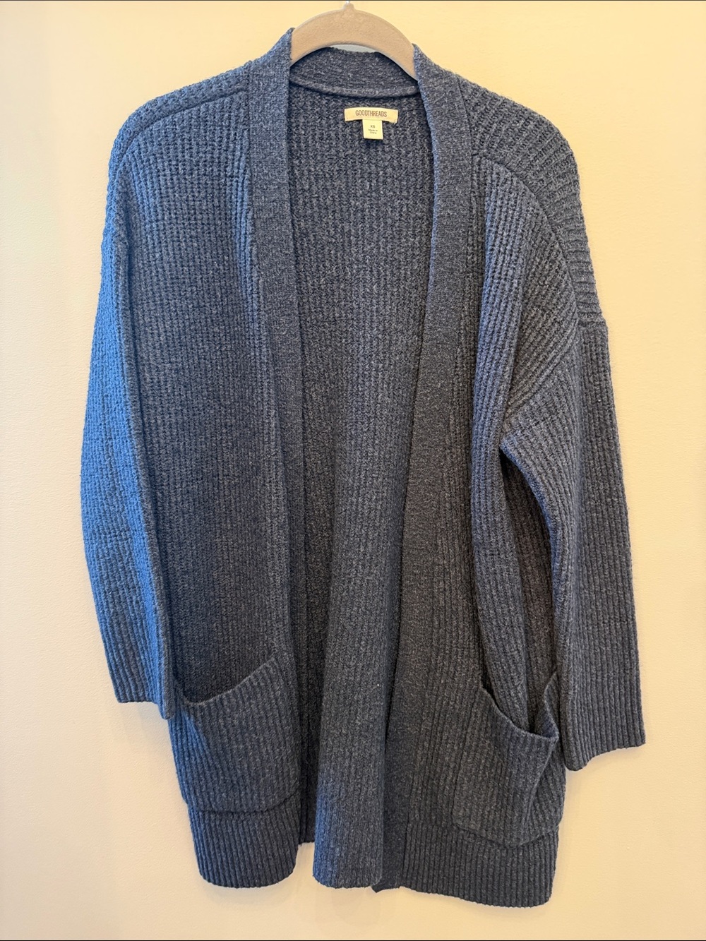 Goodthreads Deep Blue Ribbed Open Cardigan